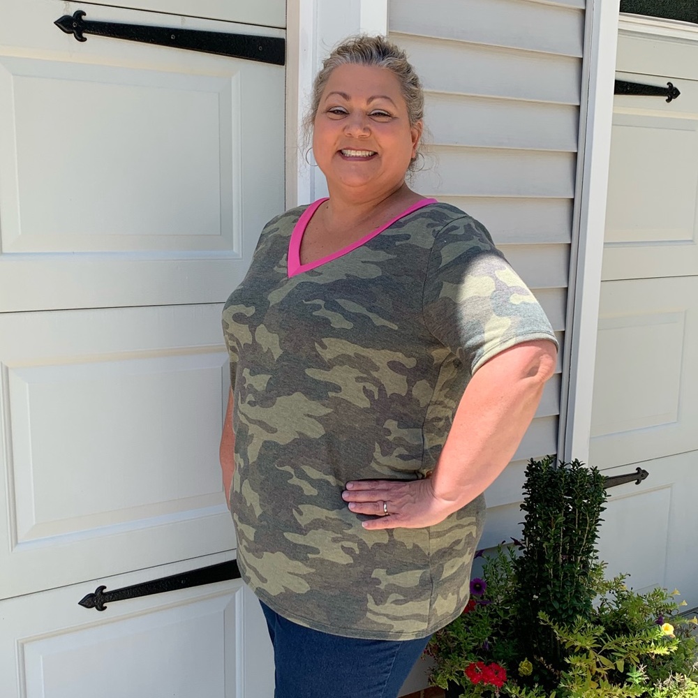 V-Neck Camouflage Top